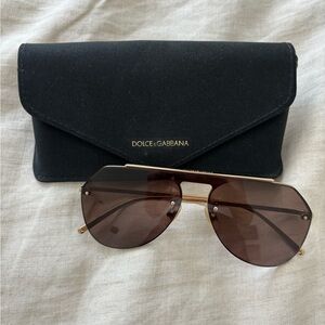 Dolce & Gabbana Brown Rimless Aviator Sunglasses